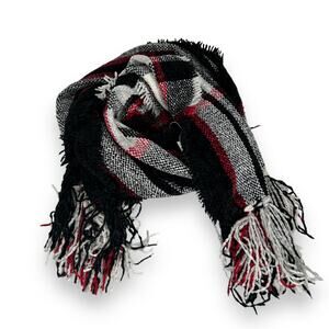 Style&Co. NEW Holiday Plaid Scarf Fringe Red Black Tartan Rectangle Cozy Soft  N